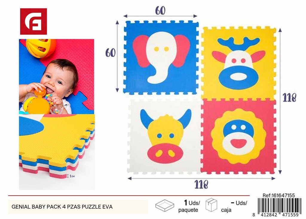 Puzzle de 4 piezas con alfombra - Juguetes y juegos de mesa