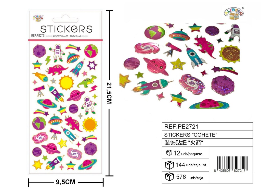 Stickers "Cohete" 9.5x21.5 cm - Accesorios y manualidades