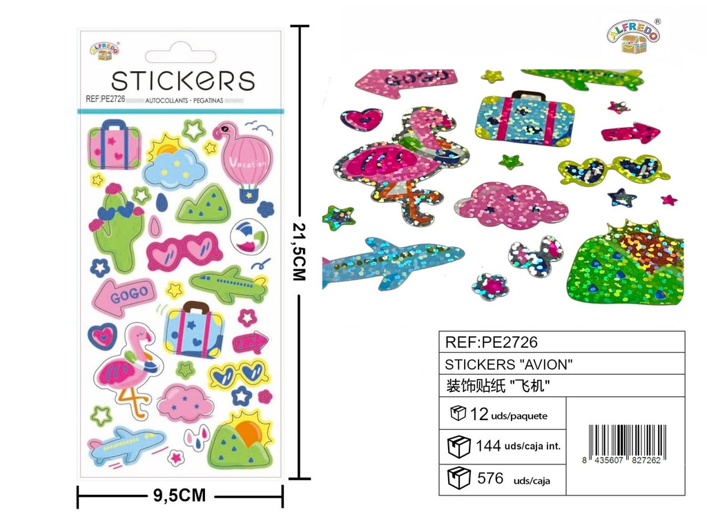 Stickers "Avión" 9.5x21.5 cm - Accesorios y manualidades