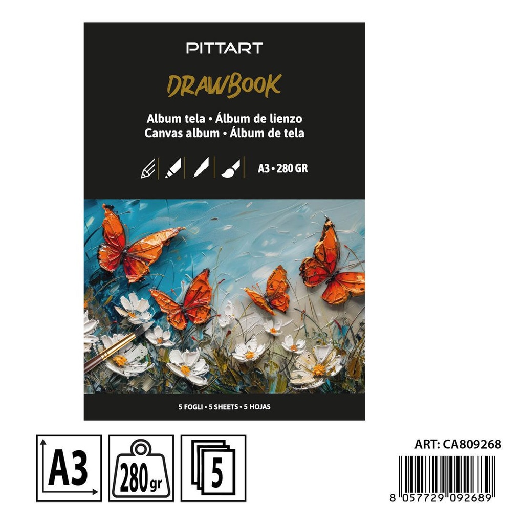 Cuaderno de dibujo lienzo A3 5 hojas - Material de arte y dibujo