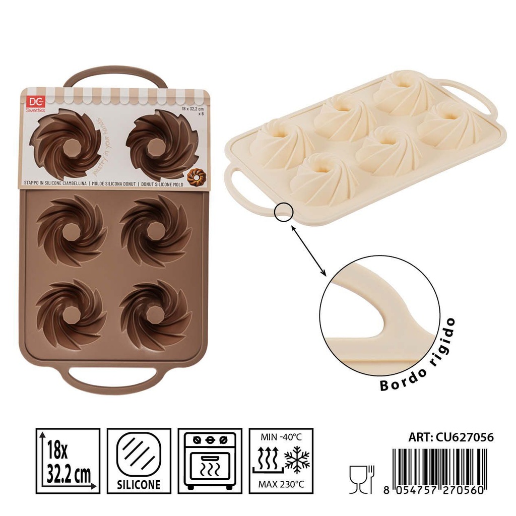 Molde de silicona para donuts 6 piezas 18x32.2 cm - Utensilios de repostería