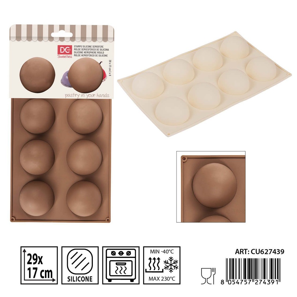 Molde de silicona semiesférico 29x17x3 cm - Utensilios de repostería y moldes para hornear