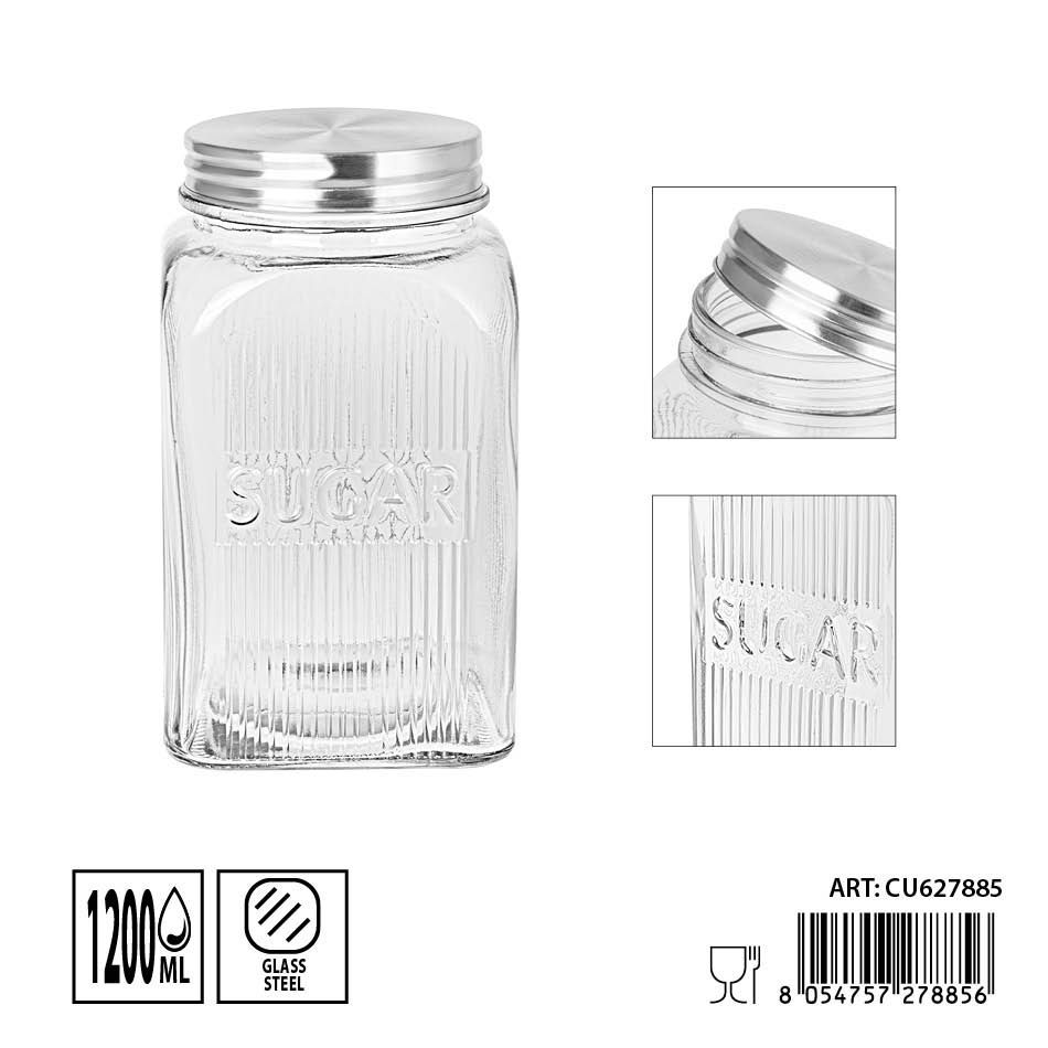 Tarro de cristal 1.2L 10x10x18 cm - Almacenamiento y recipientes de vidrio