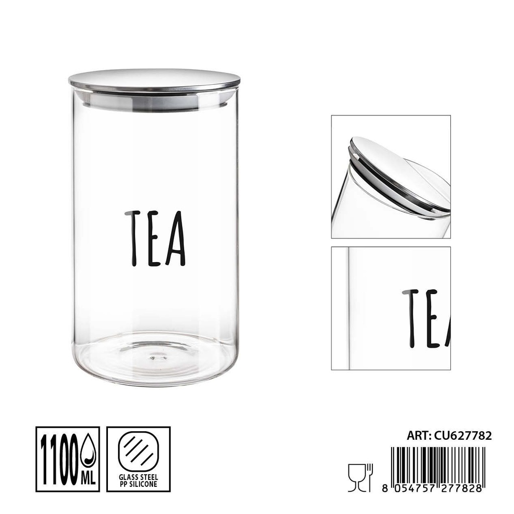 Tarros de vidrio con tapa 1.1L 10x17,5 cm - Almacenamiento de té y frascos