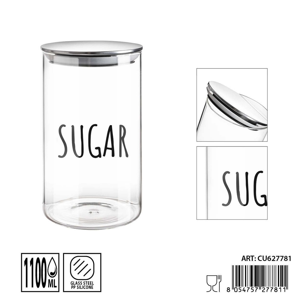 Tarro de cristal con tapa 10x17.5 cm 1100 ml - Accesorios de almacenamiento en cocina