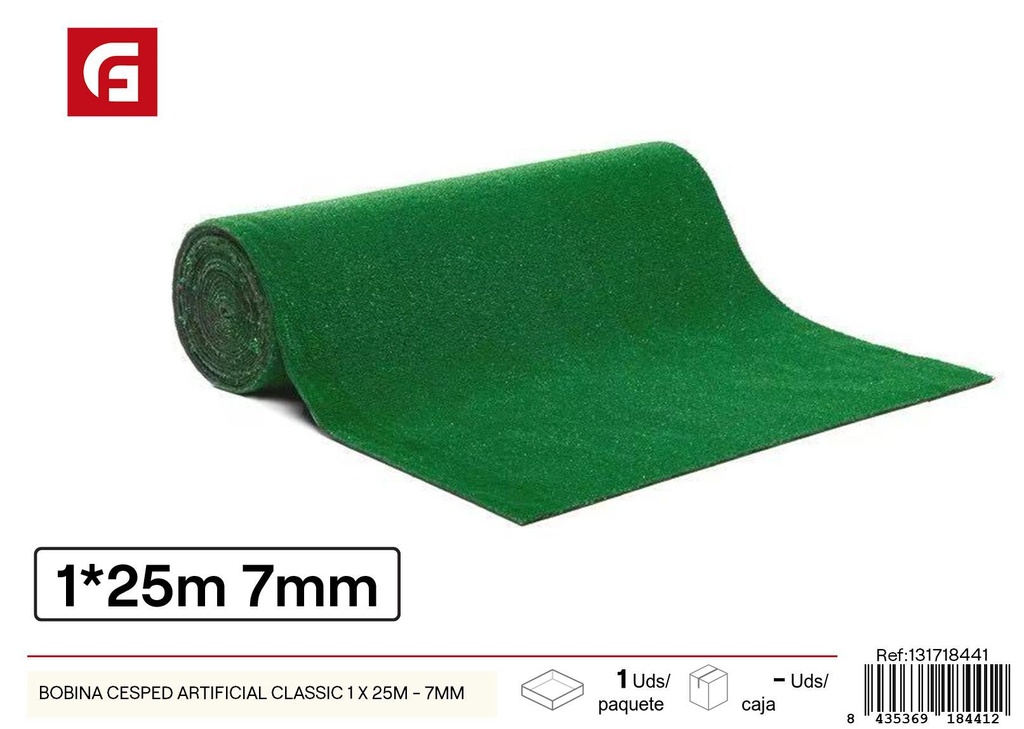 Bobina césped artificial Classic 1 x 25m - Grosor 7mm