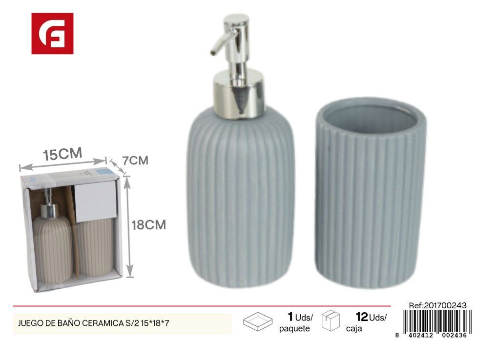 Set de baño de cerámica de 2 piezas 15x18x7 cm - Decoración para baño