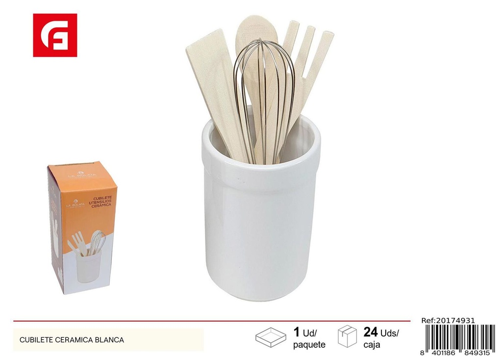 Cubilete de cerámica blanca - Utensilios de cocina y cubiertos