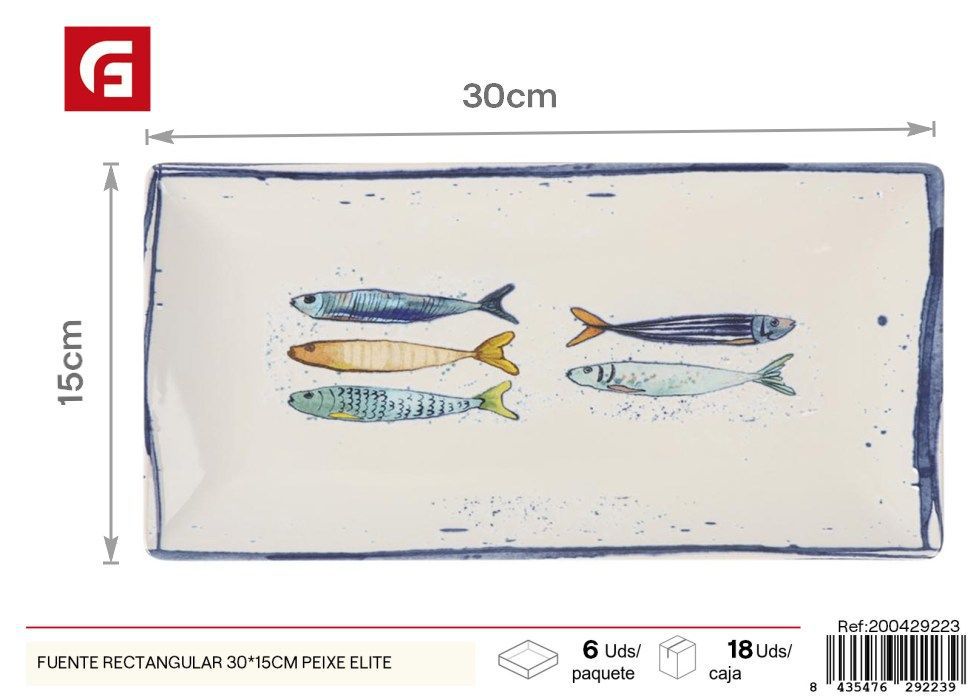 Fuente rectangular 30x15 cm Peixe Elite - Vajilla y decoración