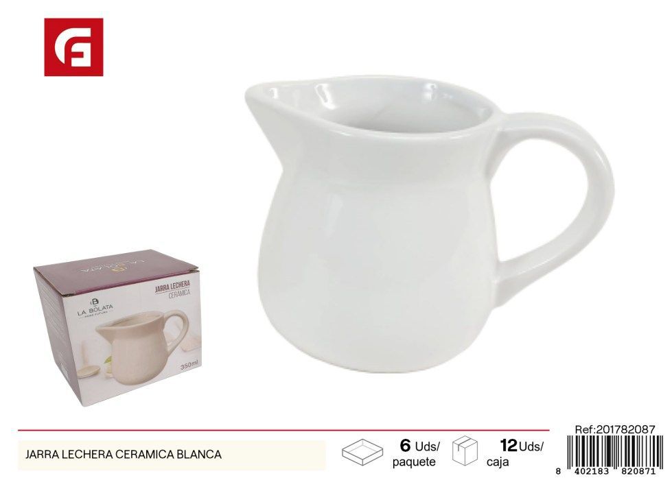 Jarra lechera de cerámica blanca - Vidrio y Cerámica para cocina