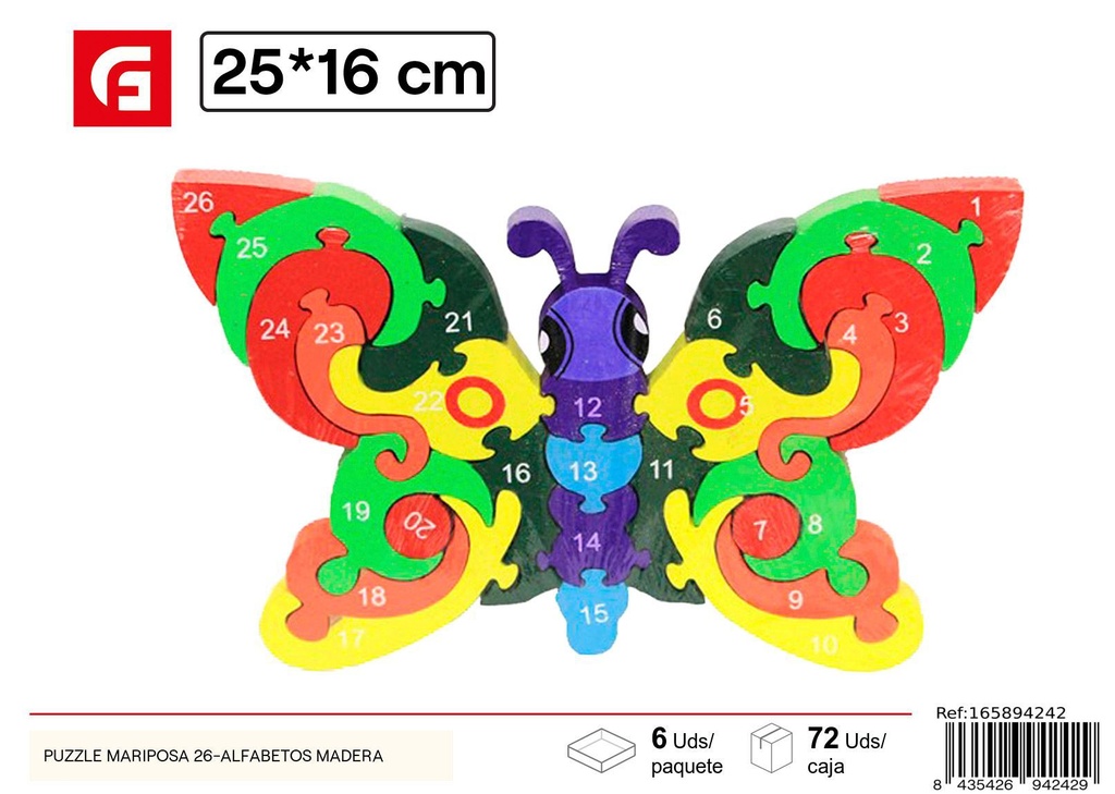 Puzzle de madera mariposa 26 - Juguetes educativos
