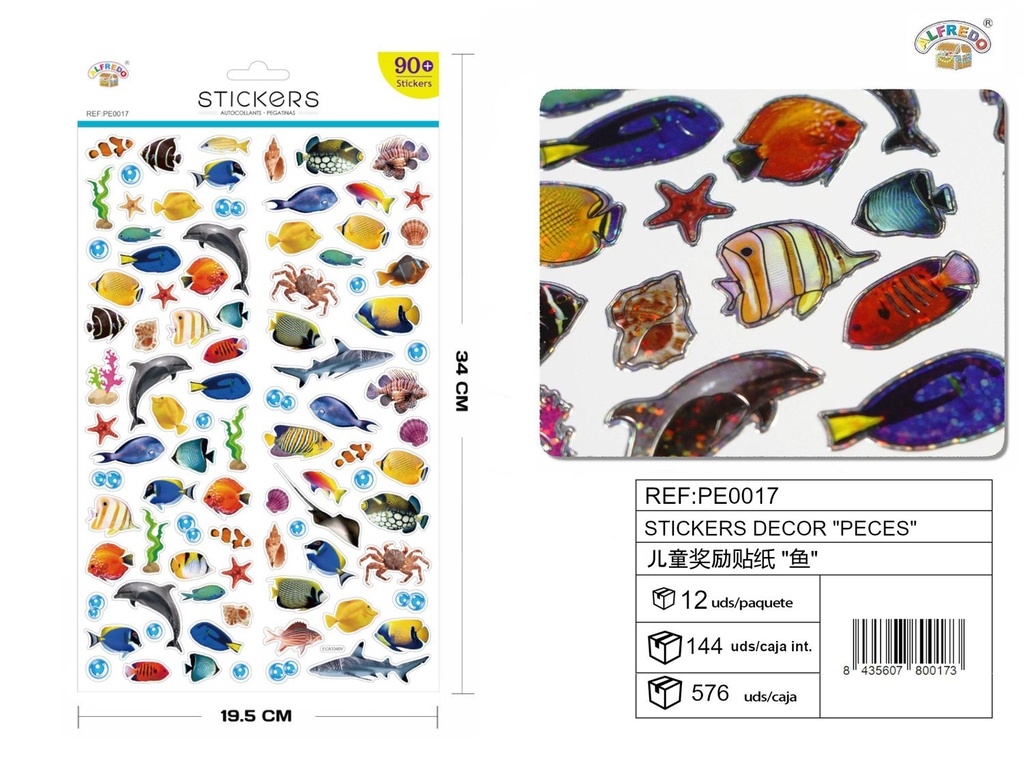 Stickers decorativos "Peces" 19.5x34 cm - Pegatinas infantiles atractivas