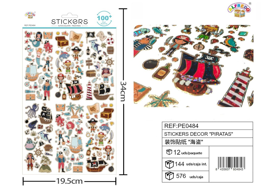 Stickers decorativos "Piratas" 19.5x34 cm - Pegatinas infantiles temáticas