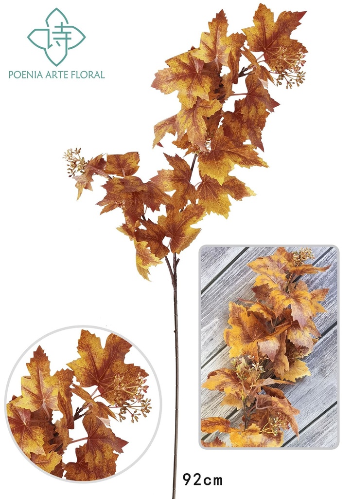 Ramo decorativo de hojas de uva amarillas - Varas decorativas