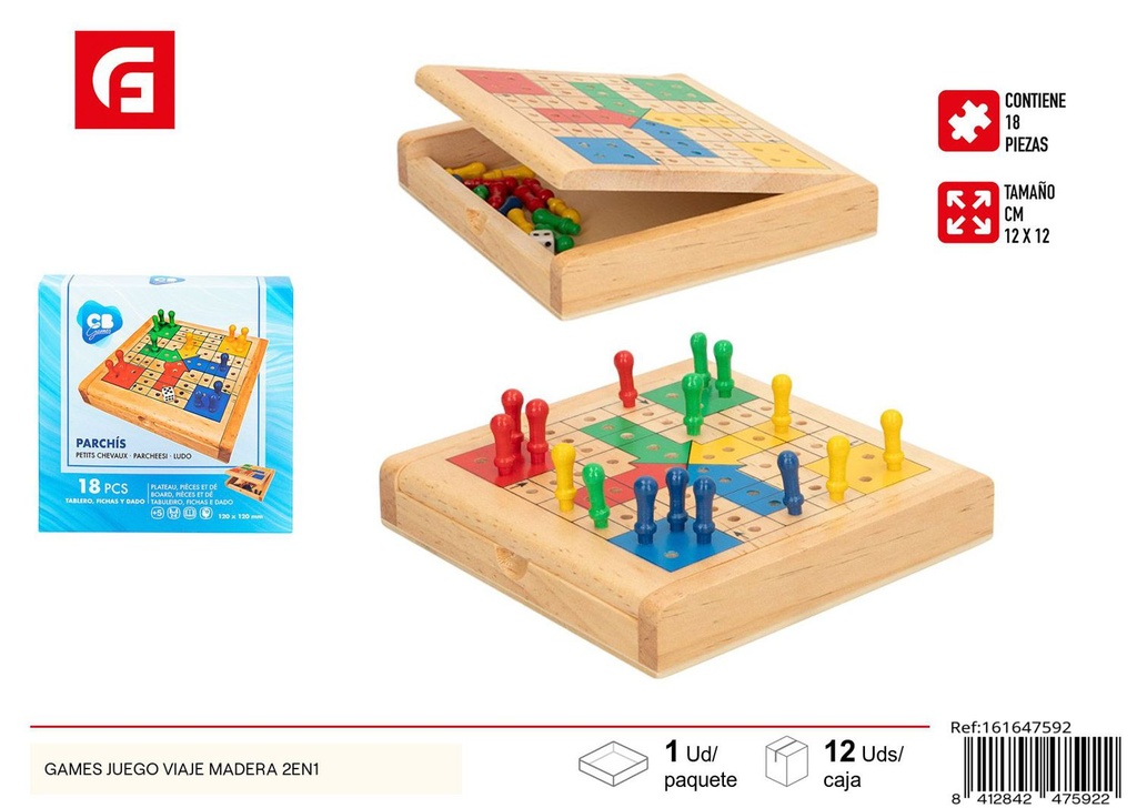 Juego de viaje madera 2 en 1 - Juegos de mesa