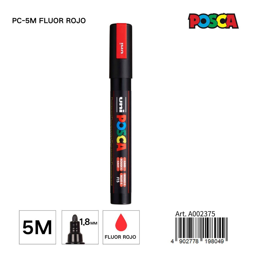 Marcador POSCA 1.8mm fluor rojo - Papelería y artículos de escritura