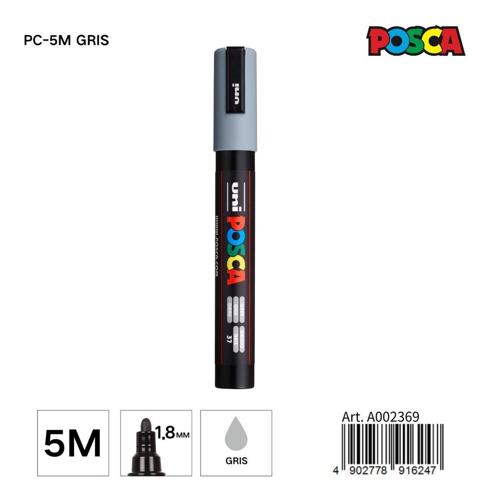 Marcador POSCA 1.8MM PC-5M Gris - Material de papelería y marcadores