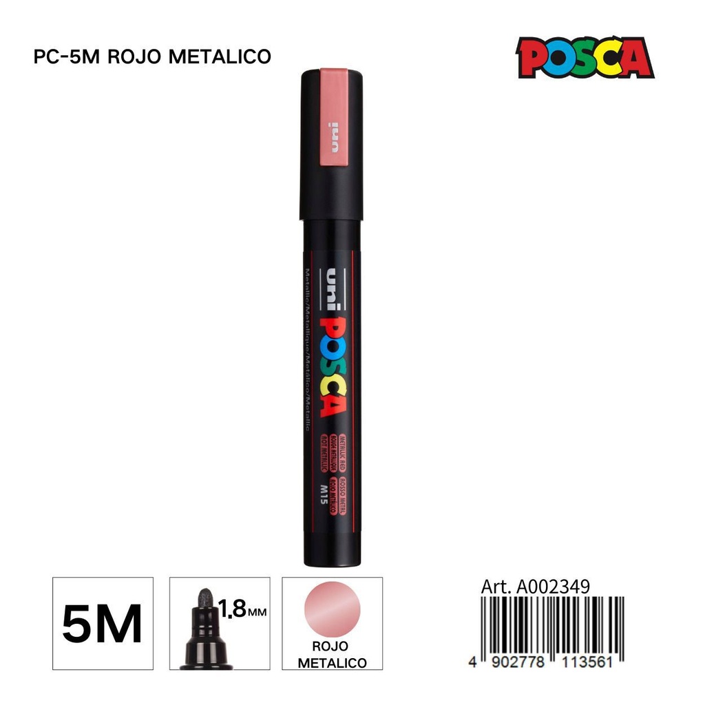 Marcador POSCA 1.8MM PC-5M Rojo Metálico - Material de papelería y marcadores