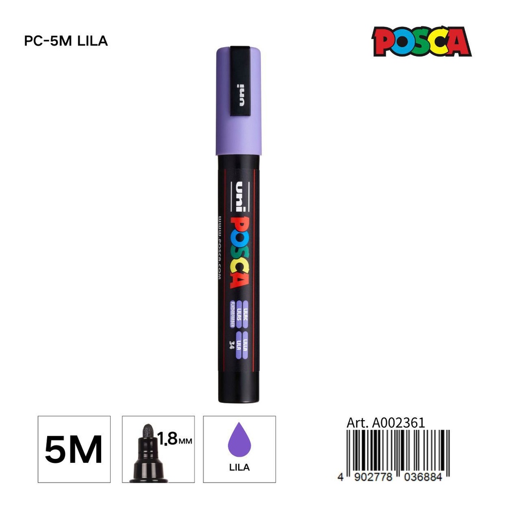 Marcador POSCA 1.8MM PC-5M Lila - Material de papelería y marcadores