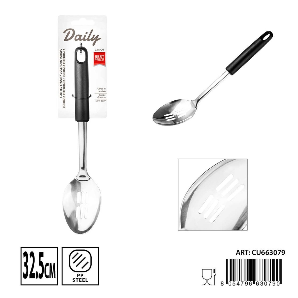 Cucharón perforado de acero inoxidable 32.5x7.2cm - Utensilios de cocina