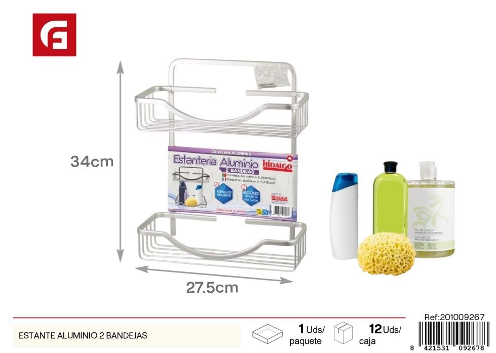 Estante de aluminio 2 bandejas - Accesorios de baño y estanterías