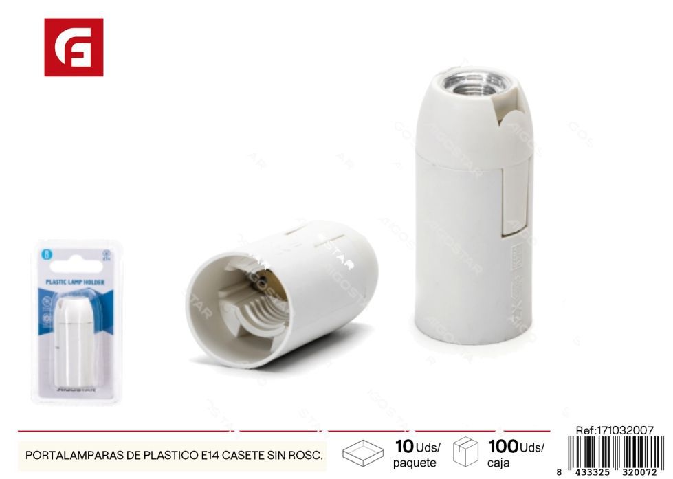 Portalámparas de plástico E14 sin rosca - Accesorios eléctricos