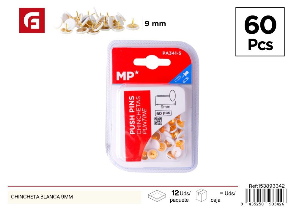 Chinchetas blancas de 9 mm - Nuevos artículos de verano