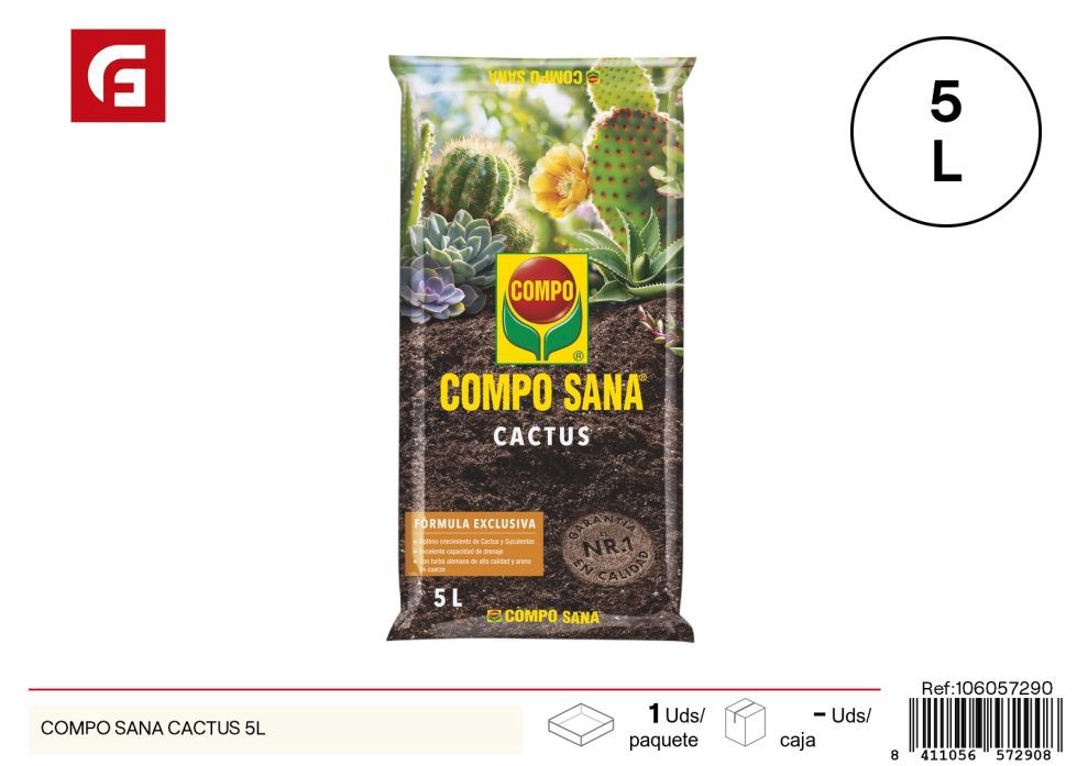 Tierra para cactus COMPO SANA 5L - Tierra para plantas