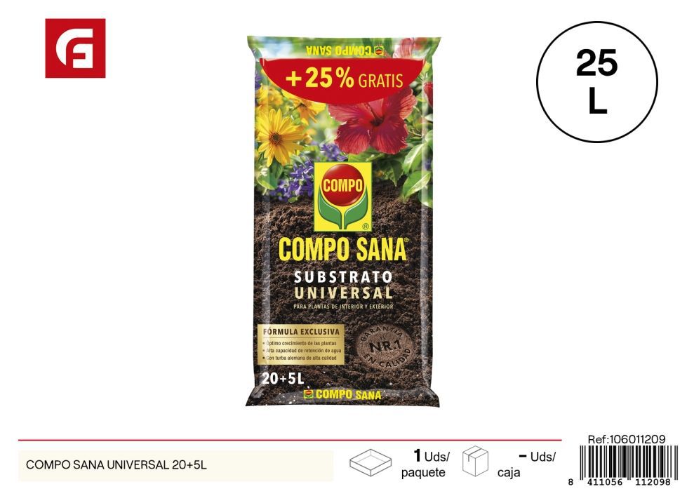 Tierra Compo Sana Universal 20+5L - Sustratos y fertilizantes para jardinería