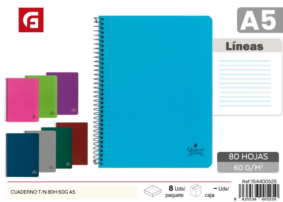 Cuaderno T/N 80H 60g A5 - Material escolar