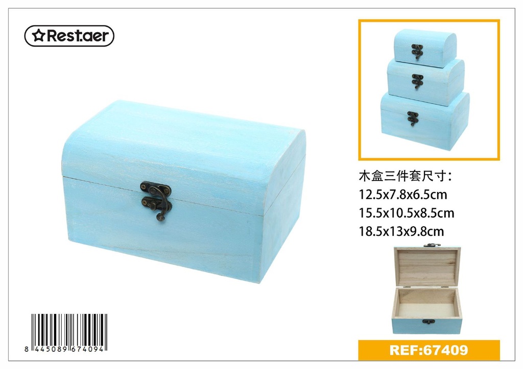 Caja de madera con tapa 18.5*13*9.8 cm - Almacenamiento decorativo