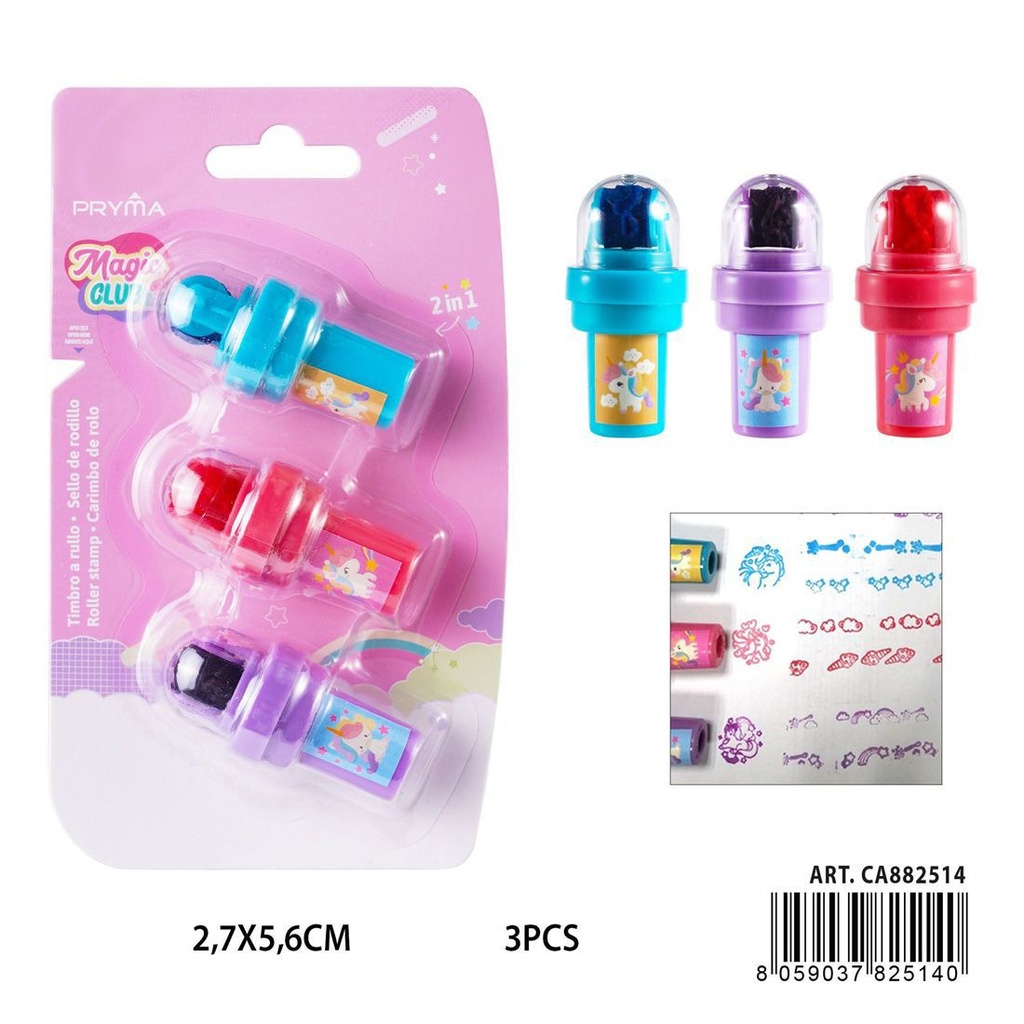  Minisello de rodillo 2 en 1 2.7x5.6 cm 3 pzs - Accesorios de arte y manualidades