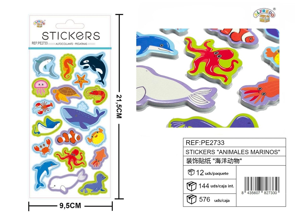 Stickers "Animales marinos" 9.5X21.5CM - Artículos de papelería
