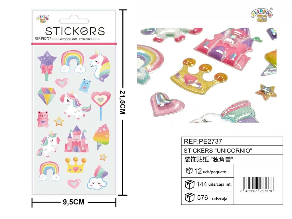Stickers "Unicornio" 9.5X21.5CM - Artículos de papelería