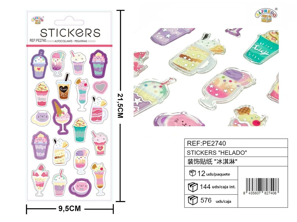 Stickers "Helado" 9.5X21.5CM - Artículos de papelería