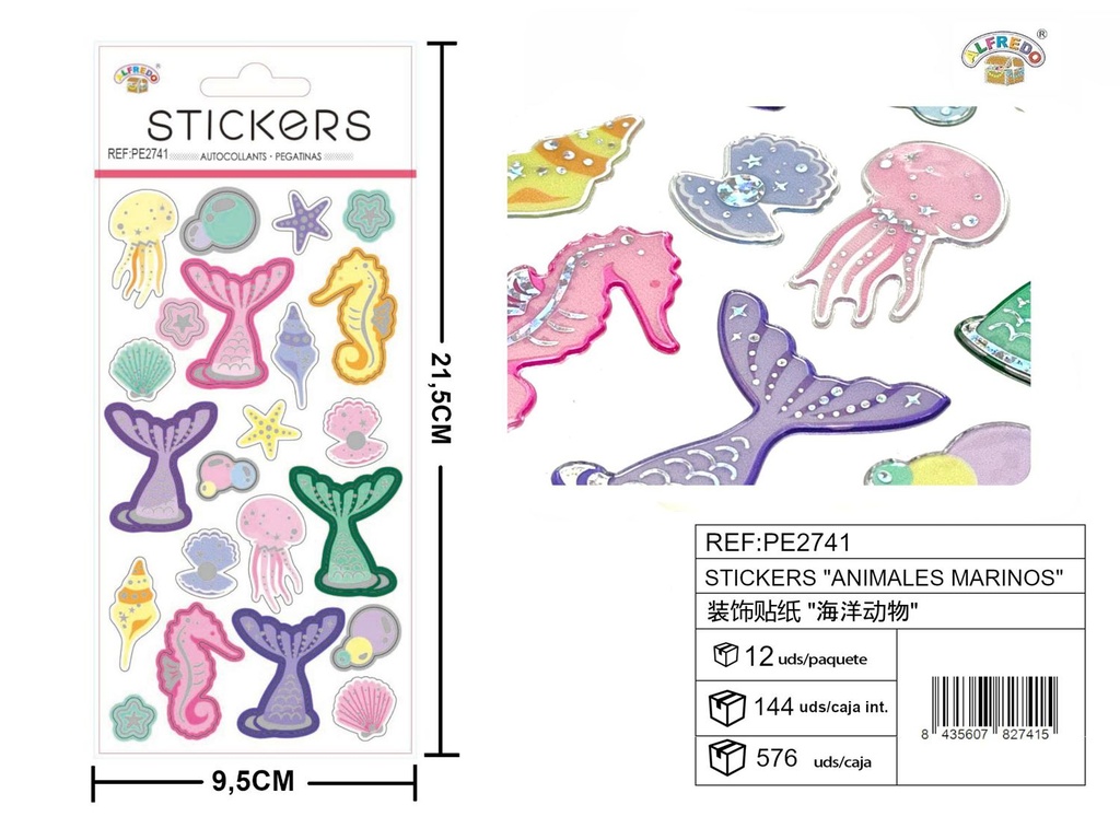 Stickers "Animales marinos" 9.5X21.5CM - Artículos de papelería
