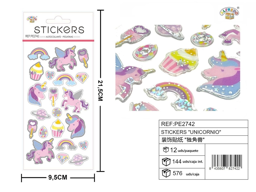 Stickers "Unicornio" 9.5X21.5CM - Artículos de papelería