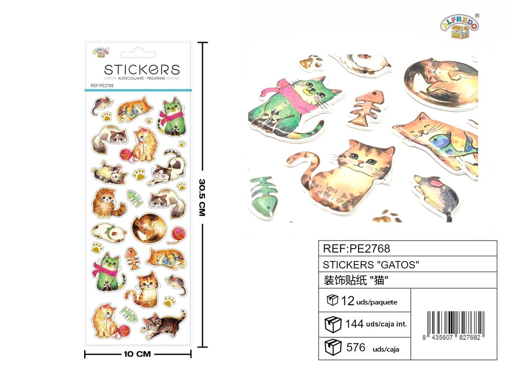 Stickers "Gato" 10X30.5CM - Artículos de papelería