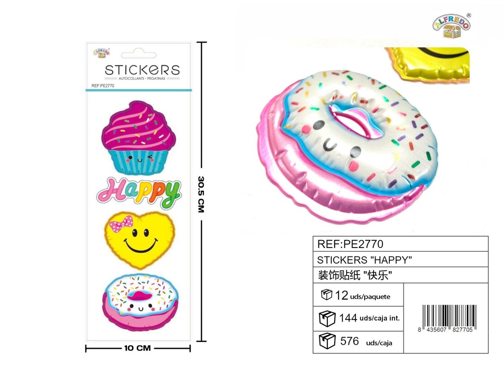 Stickers "Happy" 10X30.5CM - Artículos de papelería