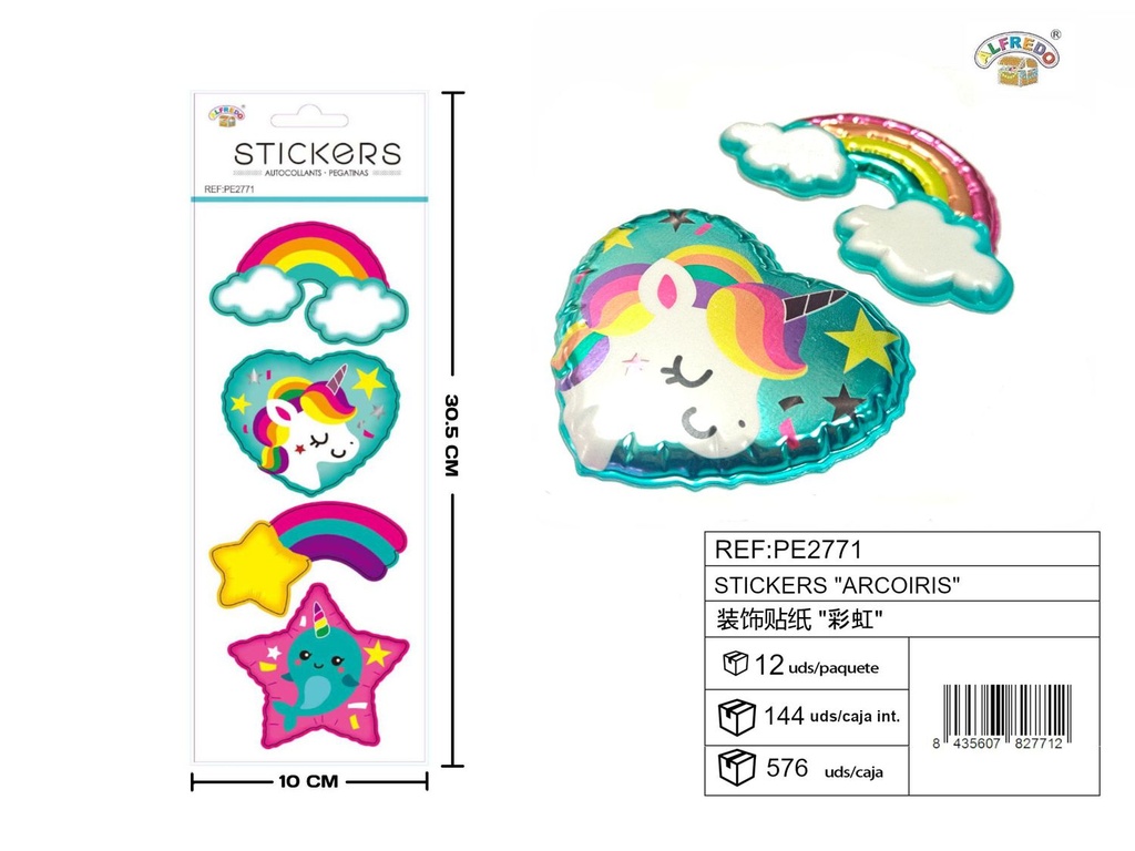 Stickers "Arcoíris" 10X30.5CM - Artículos de papelería