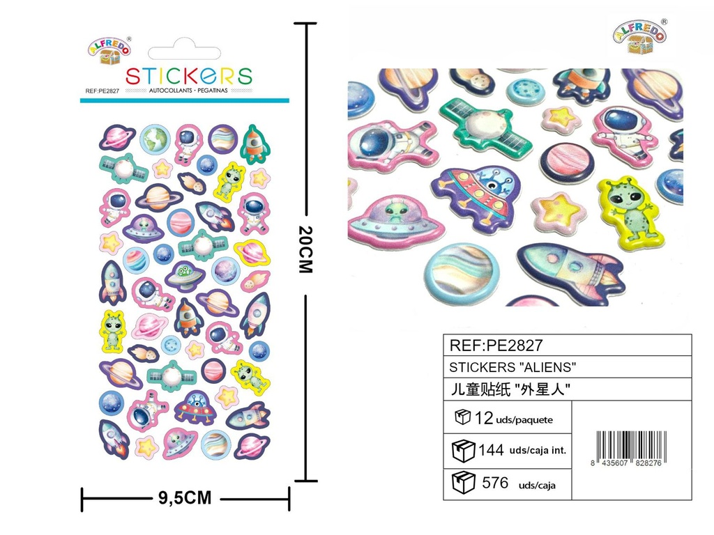 Stickers "Aliens" 9.5X20CM - Artículos de papelería
