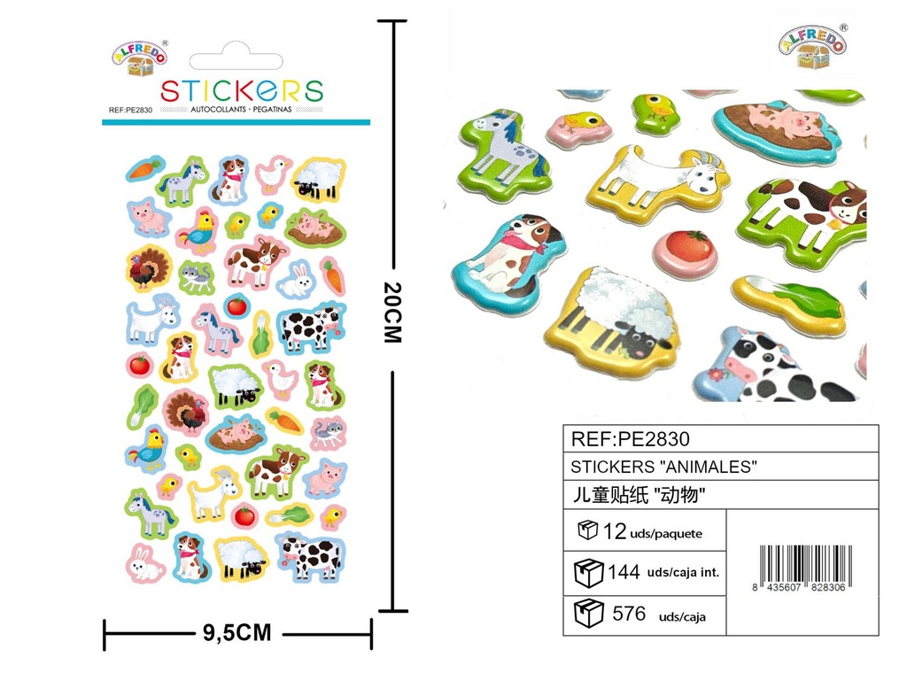 Stickers "Animales" 9.5X20CM - Artículos de papelería
