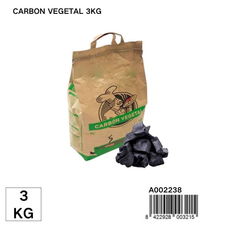 Carbón vegetal para barbacoa 3 kg - Material de asado y parrilla