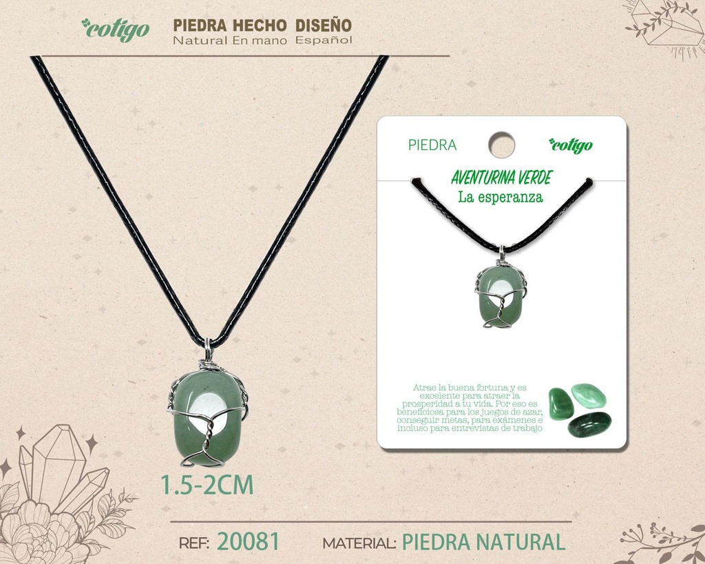 Colgante de piedra natural aventurina verde - Joyería y piedras preciosas