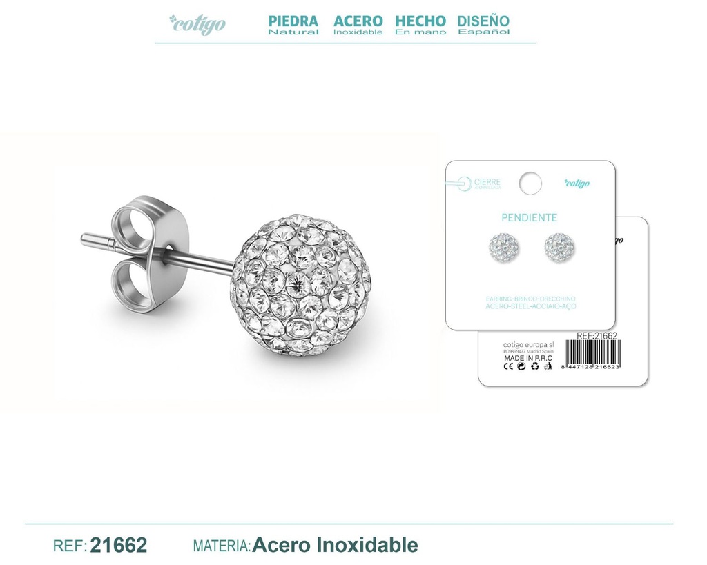 Pendiente de acero color plateado con cierre de rosca - Joyería práctica y moderna