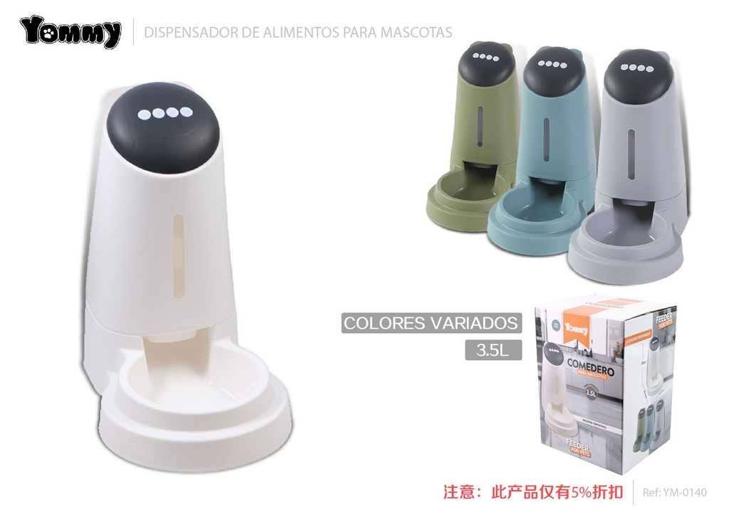Dispensador de comida para mascotas 3.5L - Accesorios para mascotas