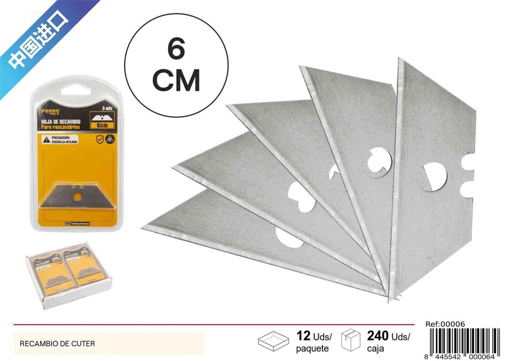 Recambio de cúter 5 piezas - Herramientas de ferretería