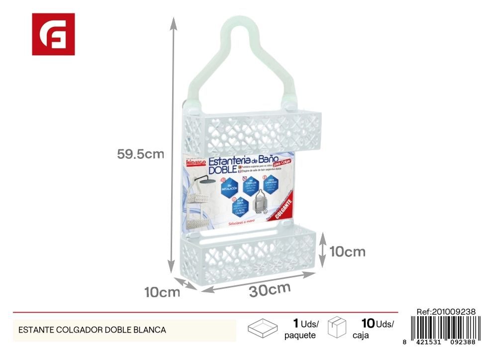 Estante colgador doble blanca - Accesorios para baño