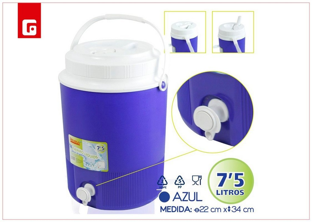 Termo para líquidos 7.5L azul - Mantén tus bebidas a la temperatura ideal