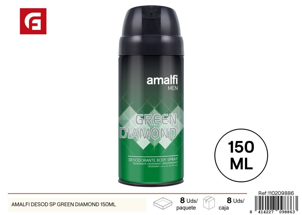 Aerosol desodorante Amalfi Green Diamond 150ml - Aroma innovador para el cuidado personal